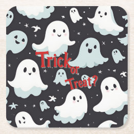 Haunted House Trick Treat Halloween Underlägg Papper Kvadrat