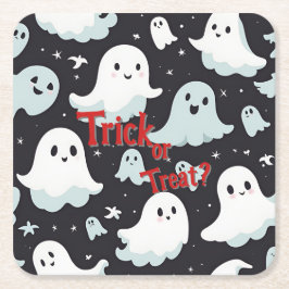 Haunted House Trick Treat Halloween Underlägg Papper Kvadrat