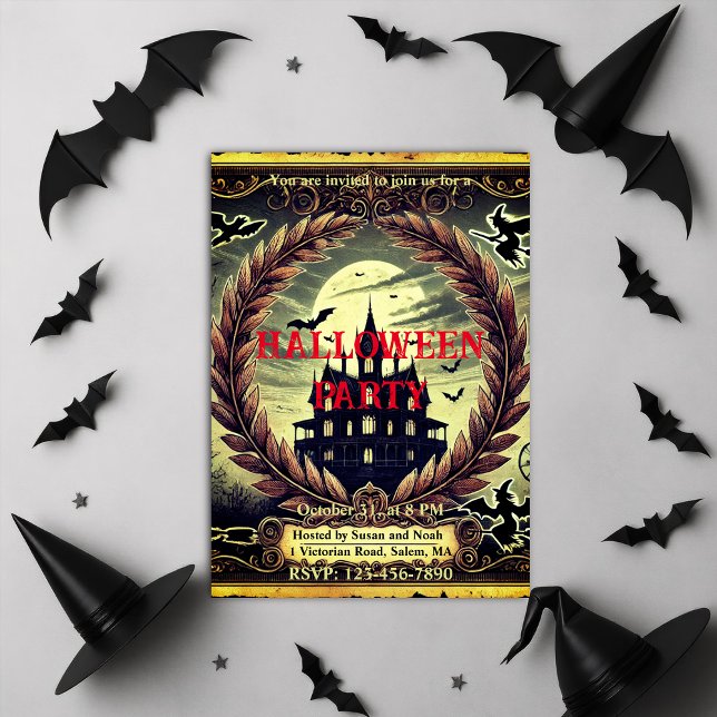 Haunted House Victorian Gothic Halloween fest Inbjudningar (Haunted House Victorian Gothic Halloween Party Invitation)