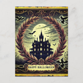 Haunted House Victorian Gothic Happy halloween Helg Vykort
