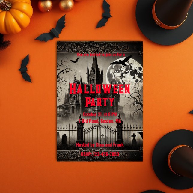 Haunted House Victorian Vintage Halloween fest Inbjudningar (Haunted House Victorian Vintage Halloween Party Invitation)