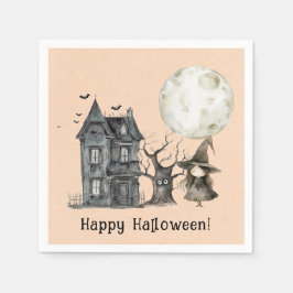 Haunted House Witch Spooky Halloween fest Pappersservett