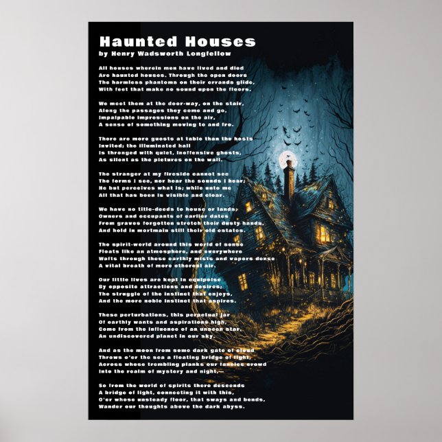 Haunted Houses Dikt av Henry Wadsworth Longmedmeda Poster (Framsidan)