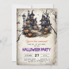 Haunted Houses Spooky Halloween fest Inbjudningar