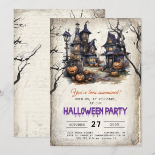 Haunted Houses Spooky Halloween fest Inbjudningar