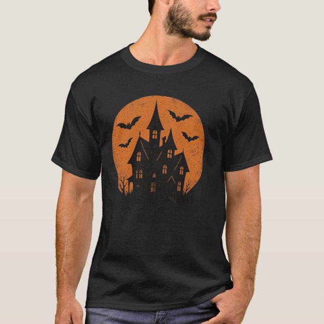 Haunted Måne Halloween T-Shirt (Framsida)