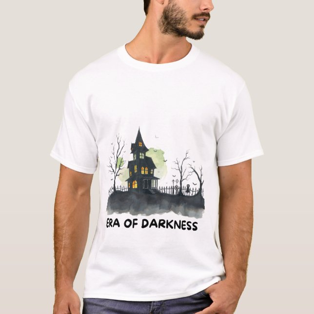 Haunted Manor T-Shirt - Moonlit House & Fladdermus (Framsida)