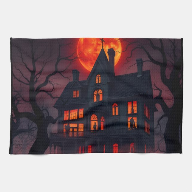 Haunted Mansion Halloween Kitchen Towel Kökshandduk (Horisontell)