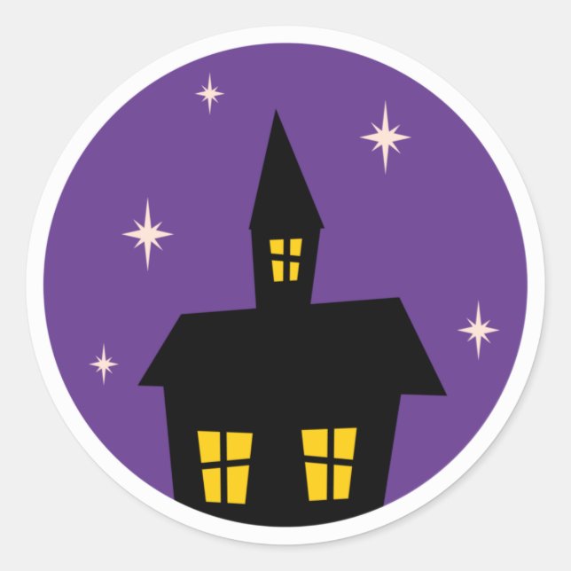 Haunted Mansion Lila Halloween Runt Klistermärke (Framsida)