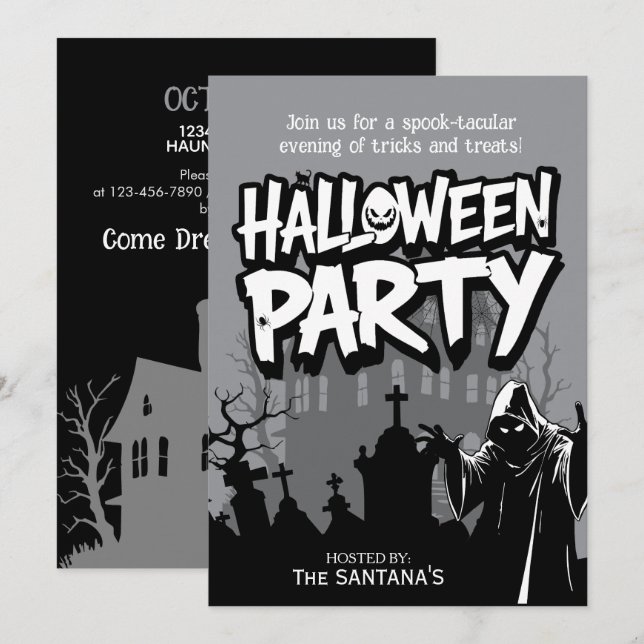 Haunted Night Halloween fest Inbjudningar (Fram/baksida)