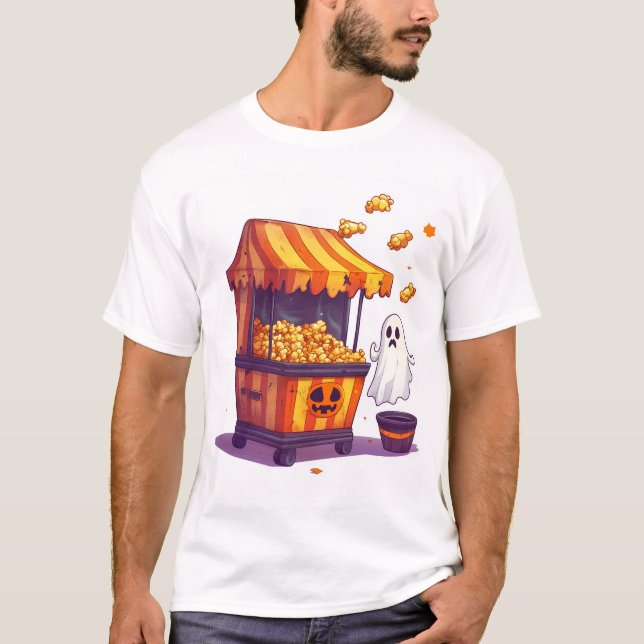 Haunted Popcorn Stand T Shirt (Framsida)