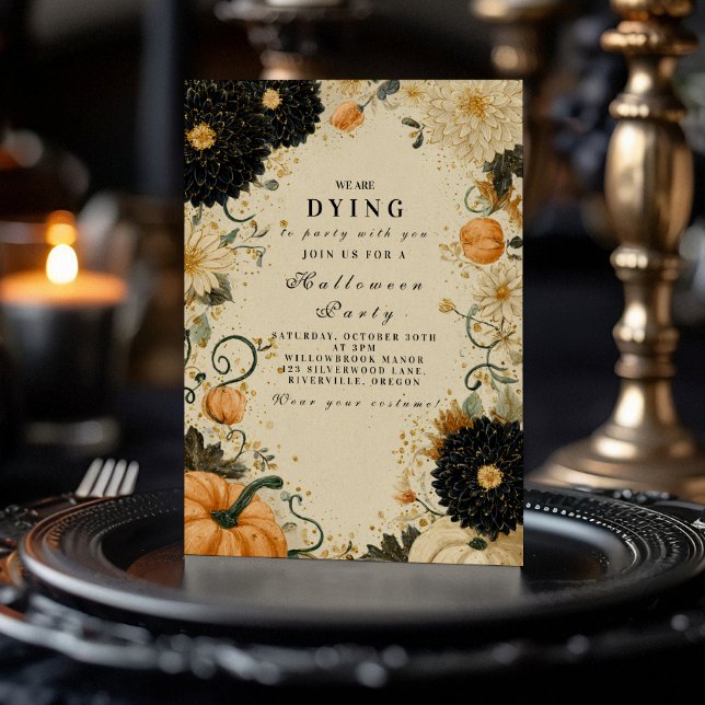 Haunted Pumpkin Dahlia Halloween Inbjudningar (Skapare uppladdad)