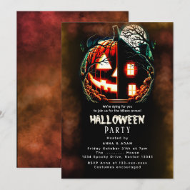 Haunted Pumpkin House Halloween Inbjudningar