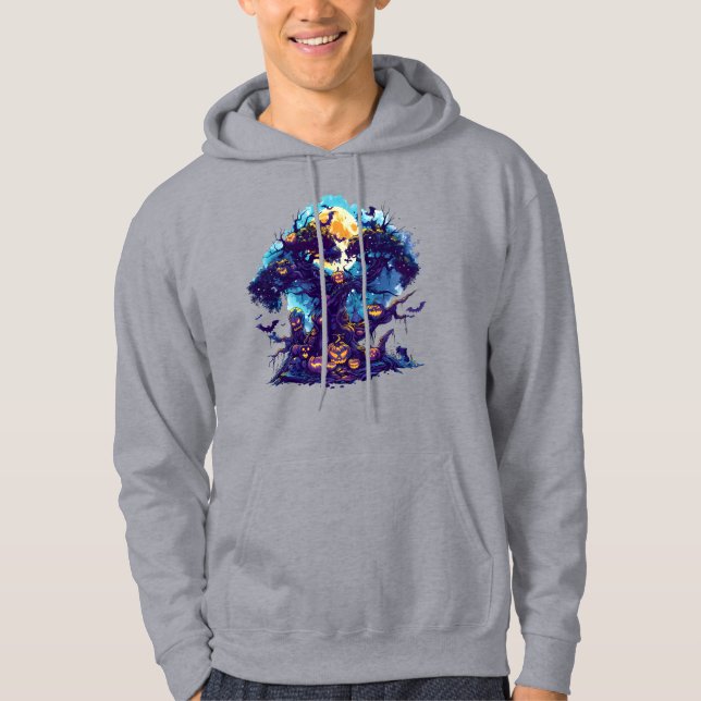 Haunted Pumpkin Tree Halloween T-Shirt Hoodie (Framsida)