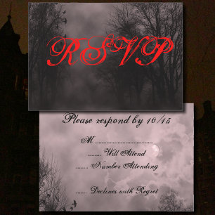 Haunted Red Himlar med Ravens Halloween OSA Kort