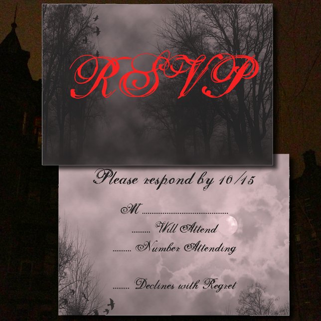 Haunted Red Himlar med Ravens Halloween OSA Kort (Skapare uppladdad)