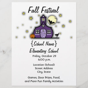 Haunted Schoolhouse School Halloween Fallfestival Reklamblad