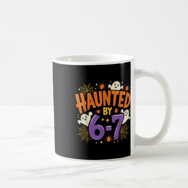 Haunted Six Seven 6 7 Meme 67 Skeleton Hand Hallow Kaffemugg (Höger)