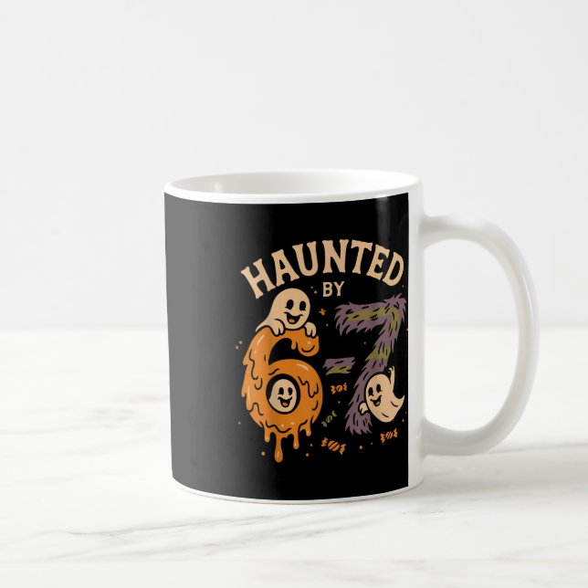Haunted Six Seven 6 7 Meme 67 Skeleton Hand Hallow Kaffemugg (Höger)