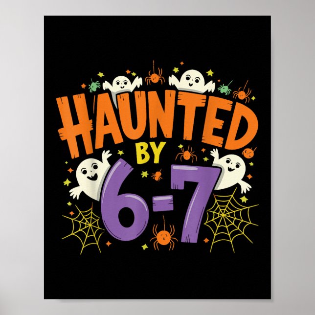 Haunted Six Seven 6 7 Meme 67 Skeleton Hand Hallow Poster (Framsidan)