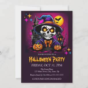 Haunted Skeleton Costume Halloween fest Inbjudningar