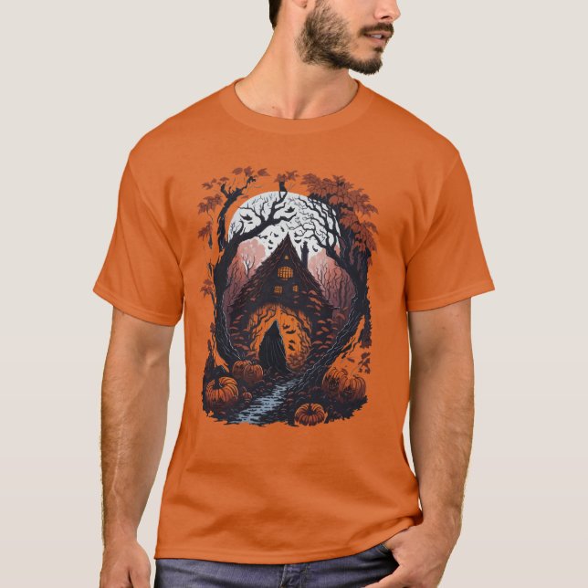 Haunted Skogen Halloween Manar-Shirt T Shirt (Framsida)