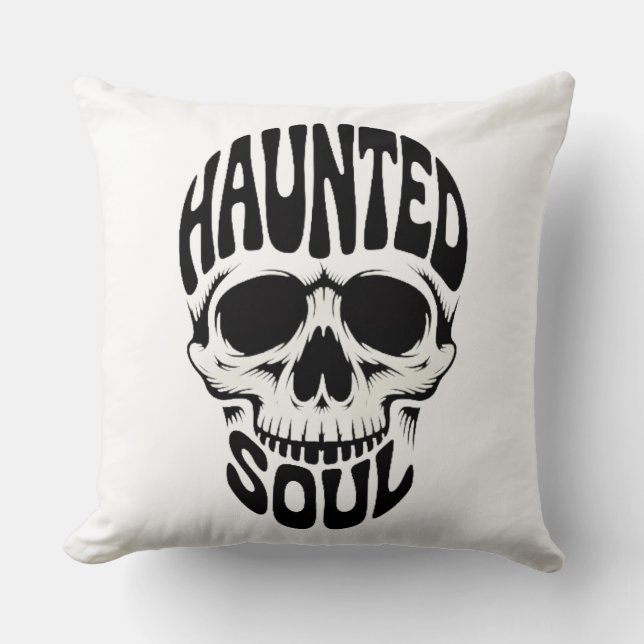 Haunted Soul Skull Typography Kudde (Framsida)