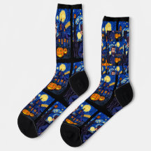 Haunted Van Gogh Scene - Gothic Starry Halloween N