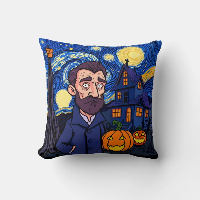 Haunted Van Gogh Scene - Gothic Starry Halloween N Kudde (Framsida)