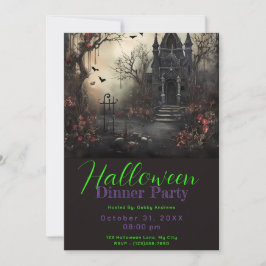 Haunted Victorian House Halloween Middag Party Inbjudningar