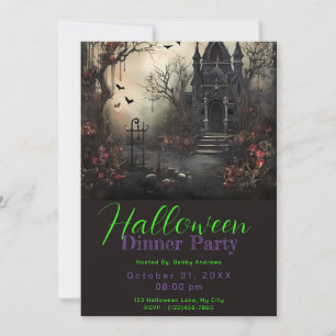 Haunted Victorian House Halloween Middag Party Inbjudningar