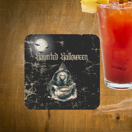 Haunted Witch Halloween Costume Party Underlägg Papper Kvadrat