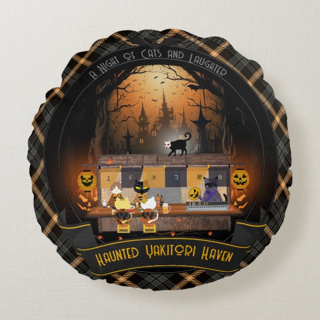Haunted Yakitori Haven Rund Kudde (Framsidan)