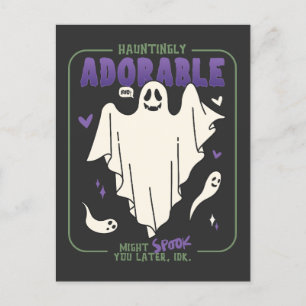 Hauntely Adworthy Funny Halloween Ghost Ord Helg Vykort