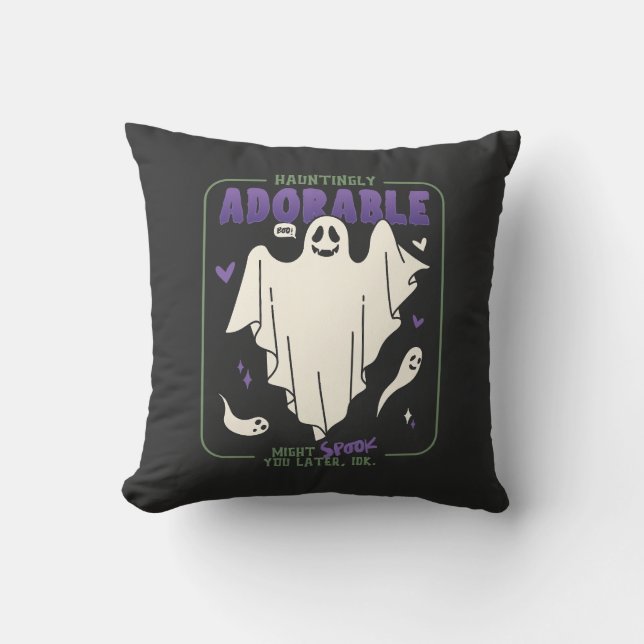 Hauntely Adworthy Funny Halloween Ghost Ord Kudde (Framsida)