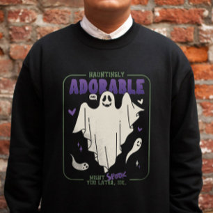 Hauntely Adworthy Funny Halloween Ghost Ord Lång Ärmad Tröja