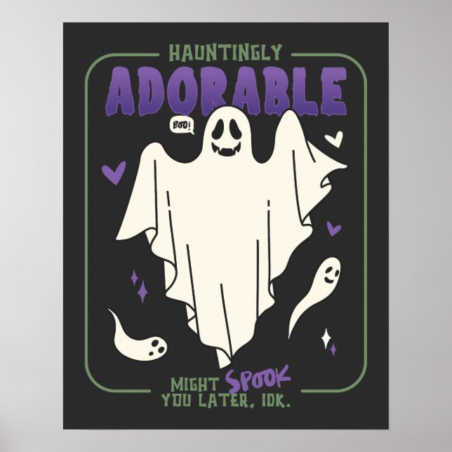 Hauntely Adworthy Funny Halloween Ghost Ord Poster (Framsidan)
