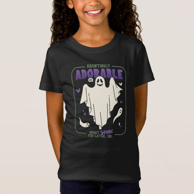 Hauntely Adworthy Funny Halloween Ghost Ord T Shirt (Framsida)