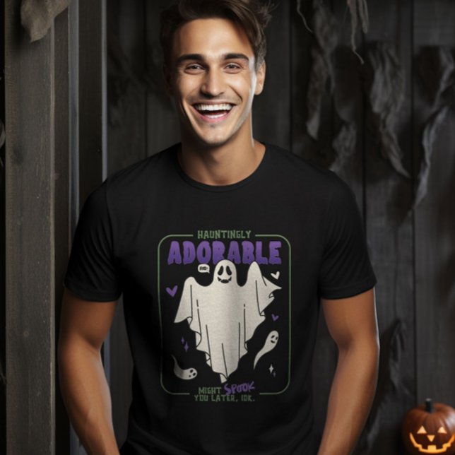 Hauntely Adworthy Funny Halloween Ghost Ord T Shirt (Hauntingly Adorable Funny Halloween Sayings T-Shirt)