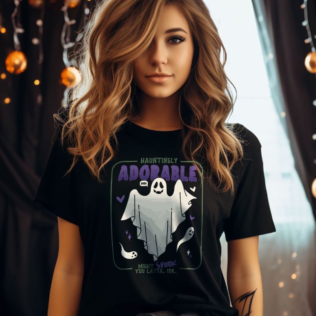 Hauntely Adworthy Funny Halloween Ghost Ord T Shirt (Hauntingly Adorable Funny Halloween Sayings T-Shirt)