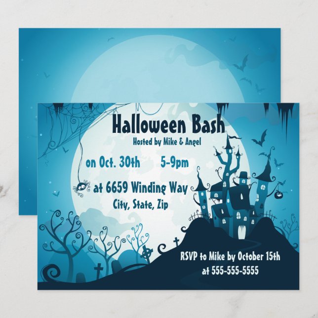 Haunting House Inbjudningar (Fram/baksida)