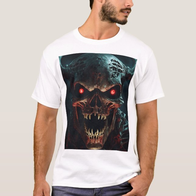 Haunting Monster Ansikte Skeleton T-Shirt (Framsida)