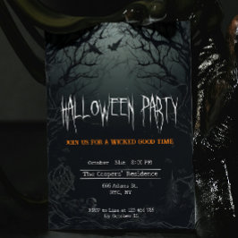 Haunting Mörk Träd Creepy Halloween fest Inbjudningar