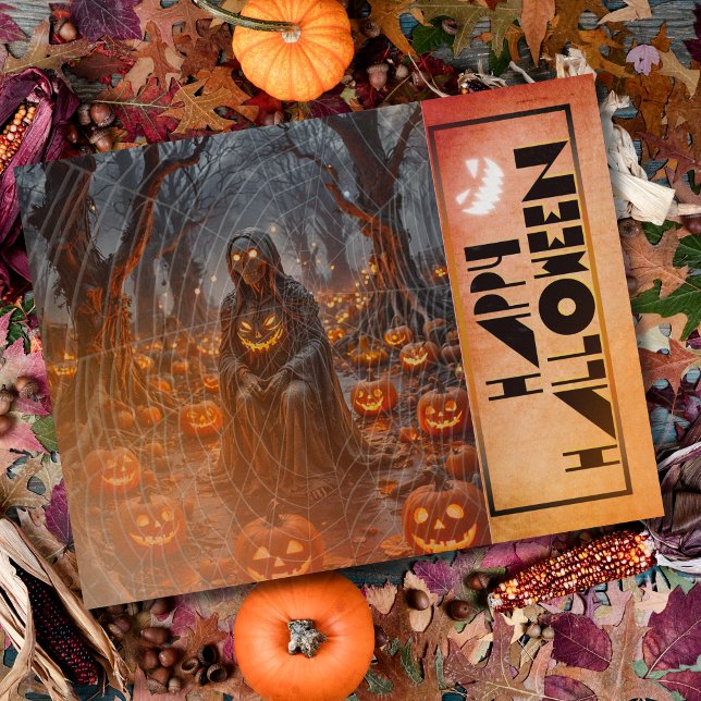 Haunting Pumpkin Forest Halloween Helgdag Postcard Helg Vykort (Skapare uppladdad)
