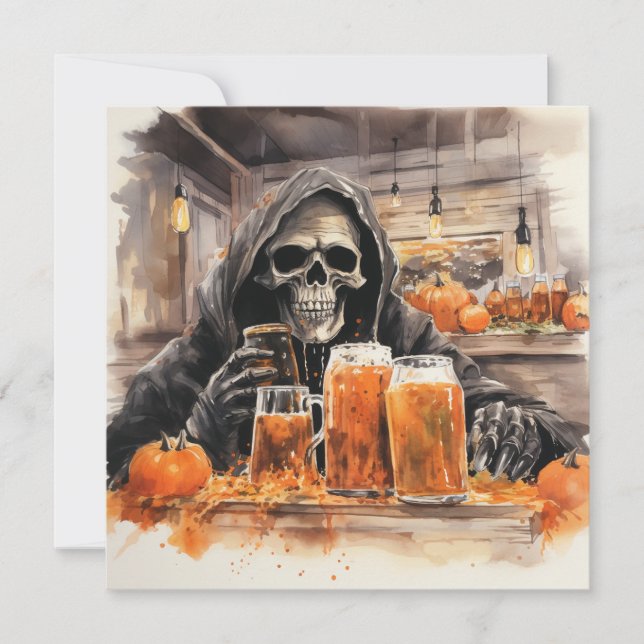 👻 "Haunts & Skutt Bash"! 🍻 👻 Halloween Inbjudningar (Framsida)