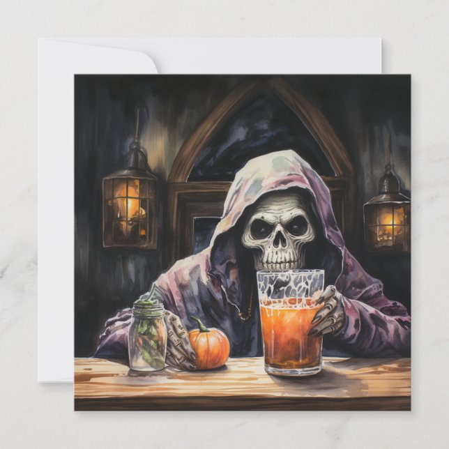 👻 "Haunts & Skutt Bash"! 🍻 👻 Halloween Inbjudningar (Framsida)