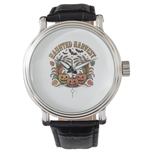 Haunvest Retro Halloween Pumpkin Armbandsur (Framsida)