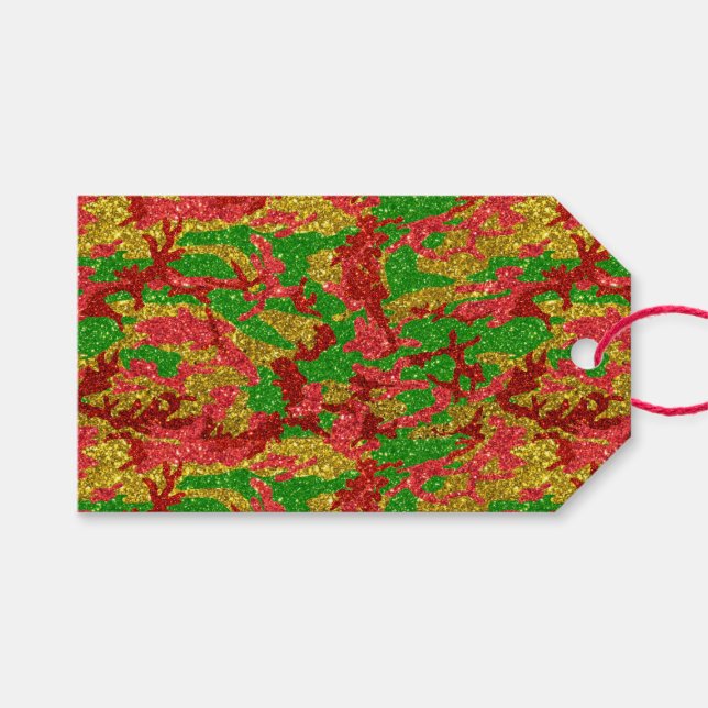 Haus i Camo Guld Julafton Mönster Presentetikett (Framsidan (Horisontell))