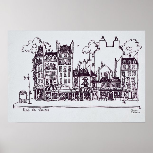 Haussmann Architecture | Rue de Sevres Poster (Framsidan)