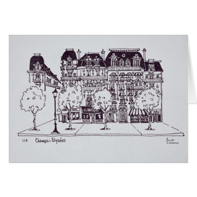 Haussmann-arkitektur | Champs Elysees Hälsningskort (Framsidan Horizontal)